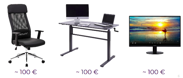 chair, desk and monitor cost around 300 EUR